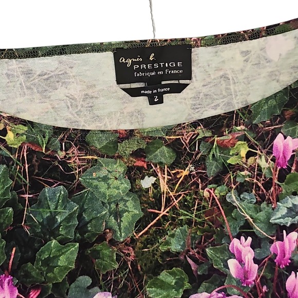 Agnes B Prestige Floral Print Tee Made in France Viscose Digital Print Top FR 2 - Picture 3 of 9